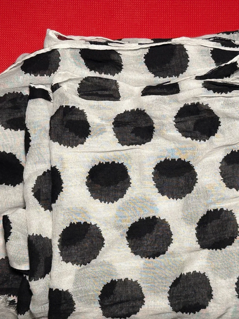 100% cotton - Polka Dot Lightweight Black and White Scarf